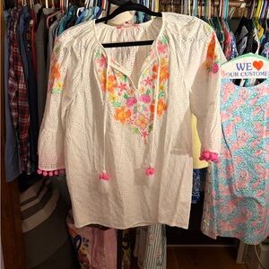 NWT LILLY PULITZER MORGAIN EMBROIDERED DITSY CROSS EYELET TOP